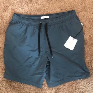 NWT Onia blue and gray vertical striped shorts L